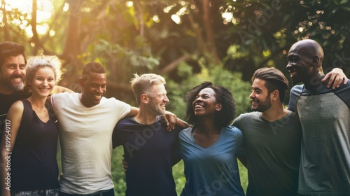 The group of smiling friends