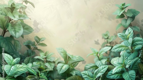 Wallpaper Mural An exquisite, highly detailed painting of various types of mint leaves, menthol, and spearmint, with a blurred background Torontodigital.ca