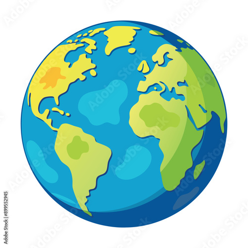 Earth Globe Vector Illustration, World map in a globe shape isolated on a white background