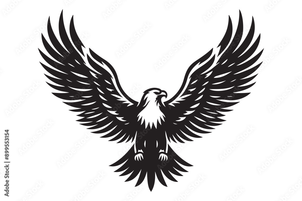 Eagle silhouette vector art illustration with white background - Generative AI Eagle silhouette vector art illustration with white background - Generative AI
