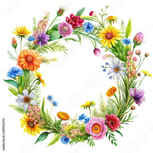 Transparent Watercolor Floral Wreath PNG
