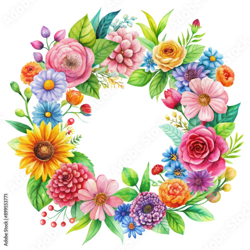 Transparent Watercolor Floral Wreath PNG