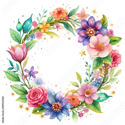 Transparent Watercolor Floral Wreath PNG