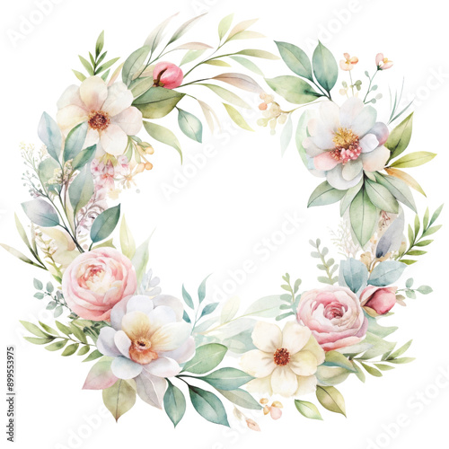 Transparent Watercolor Floral Wreath PNG