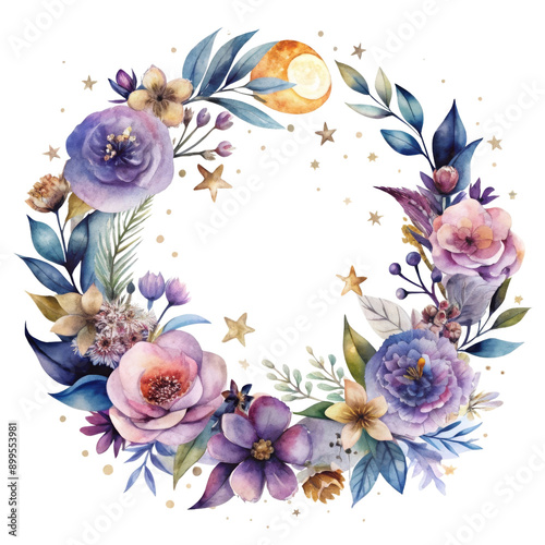 Transparent Watercolor Floral Wreath PNG