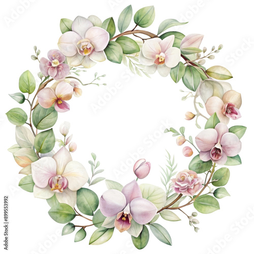 Transparent Watercolor Floral Wreath PNG