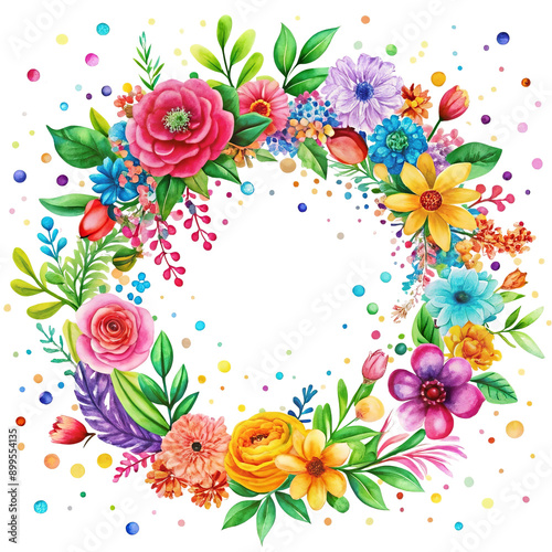 Transparent Watercolor Floral Wreath PNG