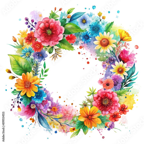 Transparent Watercolor Floral Wreath PNG