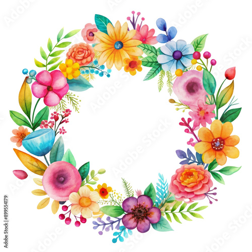 Transparent Watercolor Floral Wreath PNG