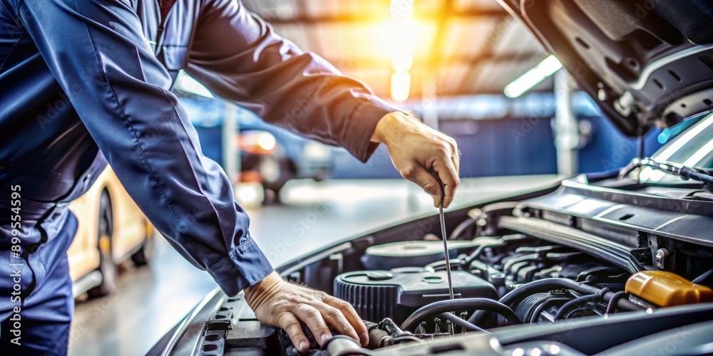 Skilled mechanic's hand holding wrench and pointing to car engine in well-lit garage, emphasizing quality car repair and maintenance service in a professional setting. Skilled mechanic's hand holding wrench and pointing to car engine in well-lit garage, emphasizing quality car repair and maintenance service in a professional setting.