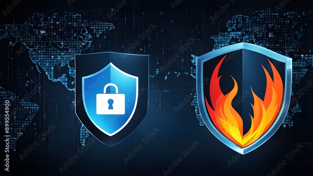 Fototapeta premium Good protection from hacker attack, cybersecurity concept, data protection or firewall, Hack.