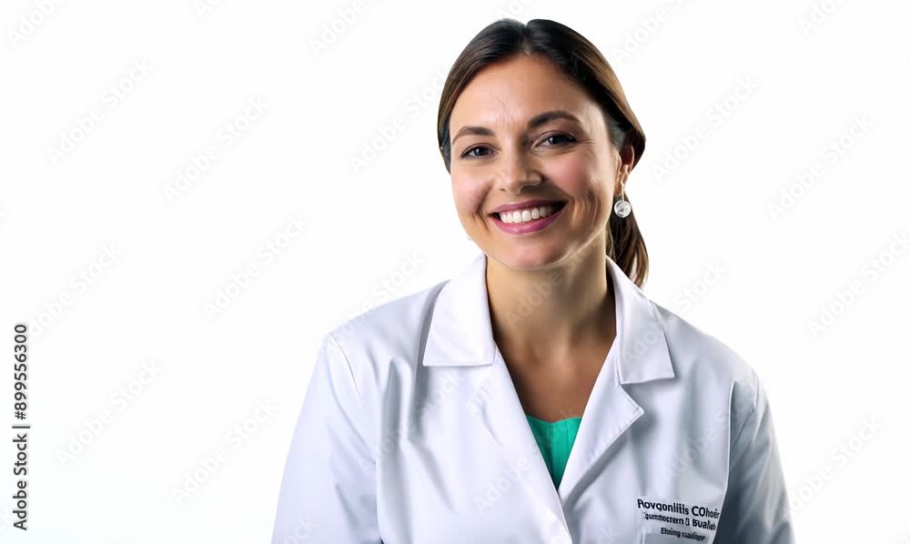 Portrait of a beautiful young female doctor smiling and looking at camera Portrait of a beautiful young female doctor smiling and looking at camera