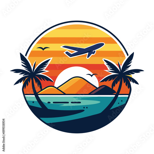 Summer Tshirt Design Illustration of beach
