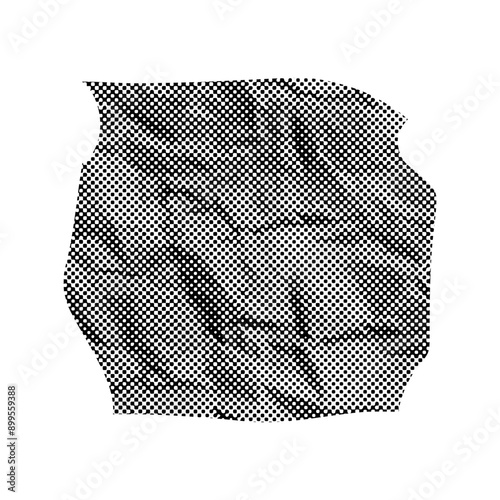 piece of crumpled paper, collage of notebook paper, halftone, dots. Paper scrap.
