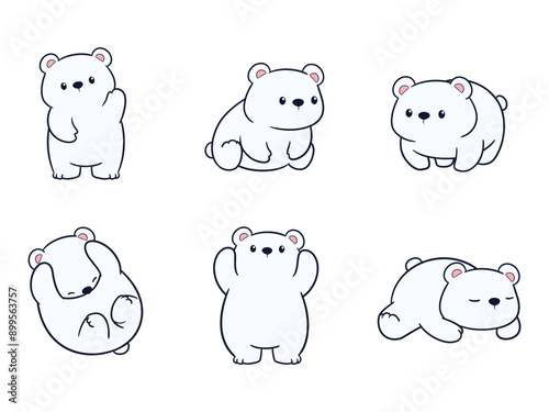 Adorable cute polar bear cartoon celebrating perfect for t-shirt printing, stickers, screen printing, totebags