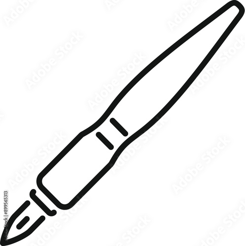 Simple line icon of a fountain pen, useful for projects related to writing, drawing, design, art, and creativity