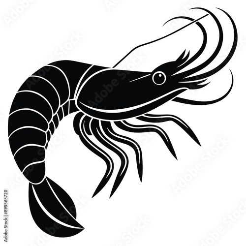 Shrimp icon in flat style, fresh sea food. Isolated on white background. Vector illustration. Ai generate