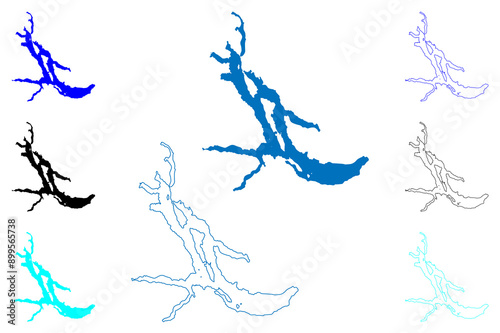 Lake Nahuel Huapi (South America, Argentine Republic, Argentina) map vector illustration, scribble sketch Lago Nahuel Huapi map