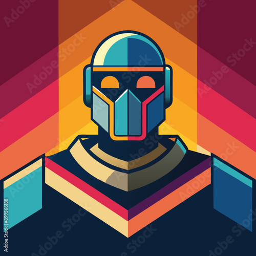 An awesome robot esport logo for your team, the robot warrior head with colorful geometry Doodle Zentangle Vector Illustration Cartoon Concept. Wallpaper, Banners, Background. Ai generate