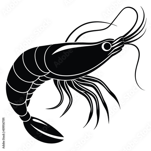 Shrimp icon in flat style, fresh sea food. Isolated on white background. Vector illustration. Ai generate
