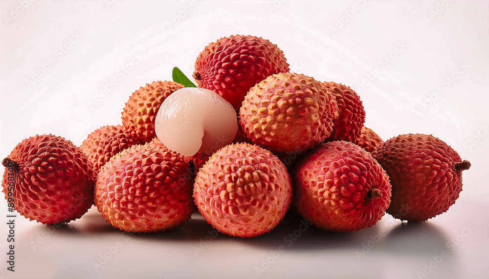 Fresh a pile lychee, organic isolated on white background. Fresh a pile lychee, organic isolated on white background.