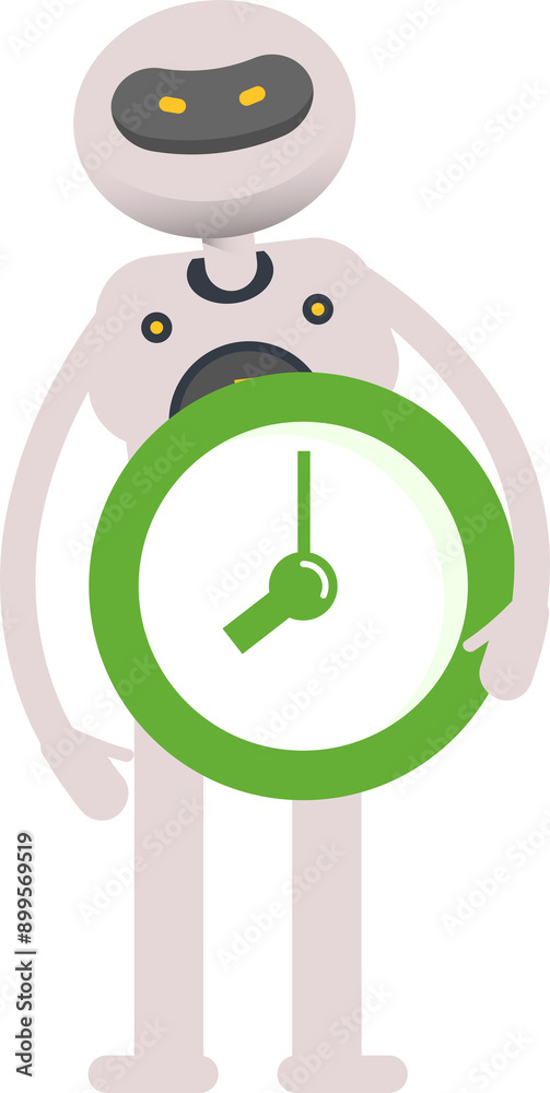 Obraz premium Robot Character Holding Clock 