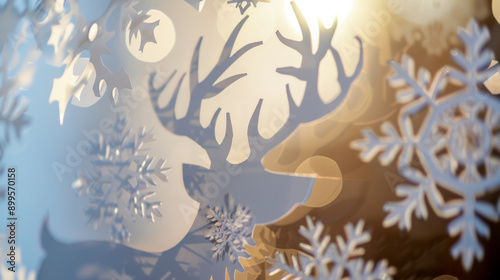 Wallpaper Mural Intricately cut snowflakes and reindeer create a festive and whimsical holiday scene. Torontodigital.ca