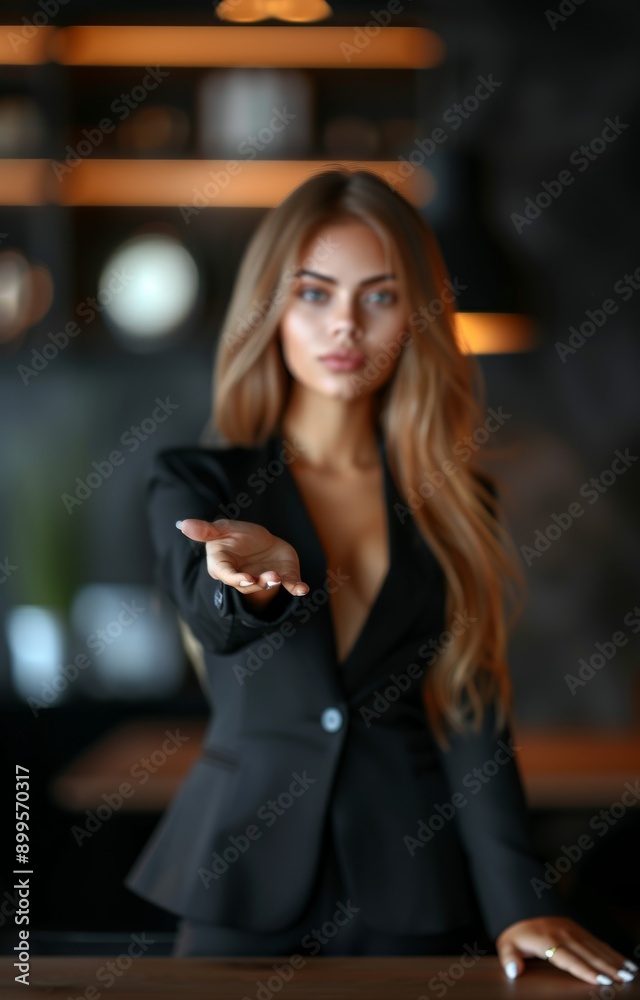 Woman's open hand reaches for the camera, demanding something from the other person Woman's open hand reaches for the camera, demanding something from the other person