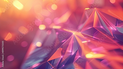 Dynamic Geometric Prisms With Soft Glows Against a Vibrant Background at Dusk