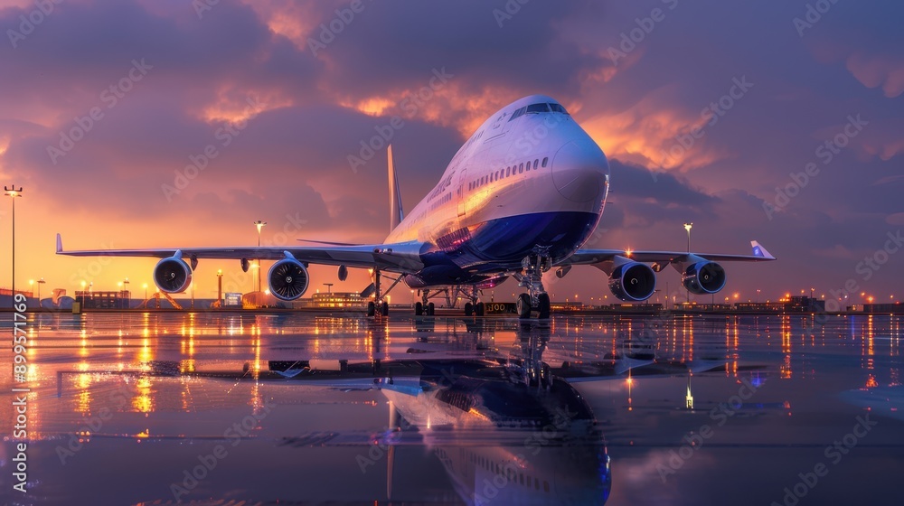 The airplane at sunset The airplane at sunset
