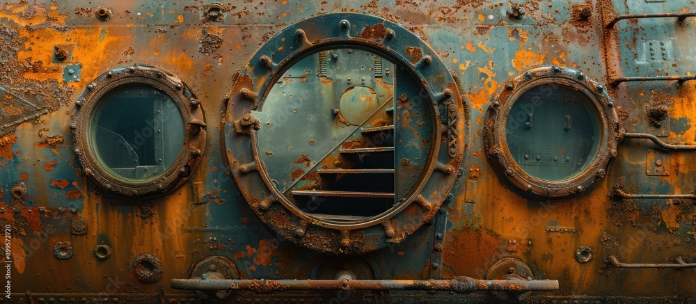 Rusty Metal Panel with Circular Openings