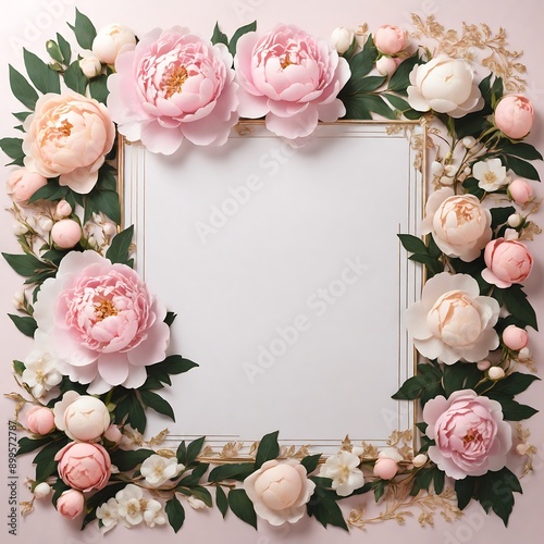 Wedding Card with Rose Frame photo