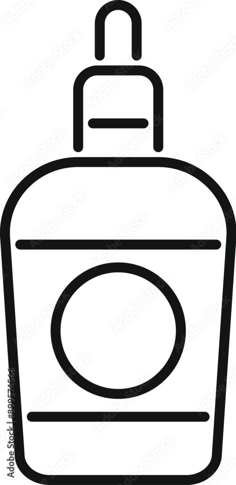 Simple line drawing of a cosmetic bottle with a dropper, ideal for beauty and skincare branding Simple line drawing of a cosmetic bottle with a dropper, ideal for beauty and skincare branding