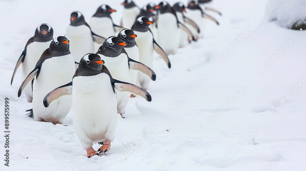 Obraz premium penguin walk in snow 