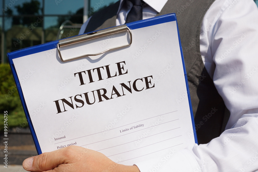 Title insurance is shown as business and financial concept Title insurance is shown as business and financial concept
