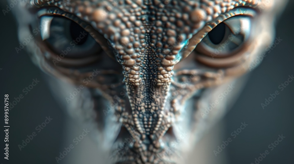 High-contrast black-and-white image of an alien face, highlighting its ...