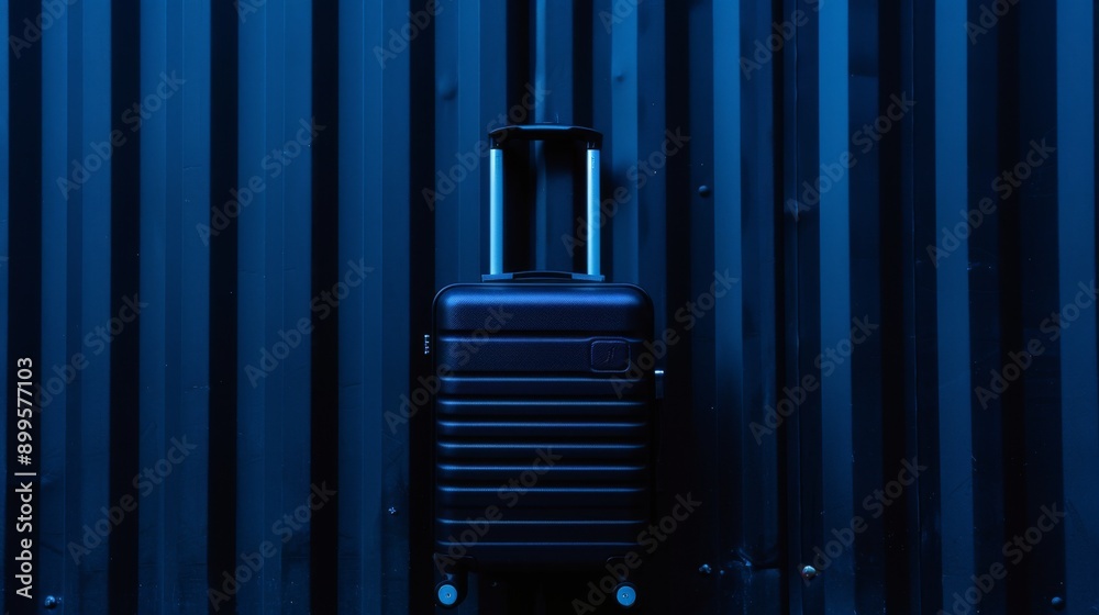 Fototapeta premium Executive luggage showcased against a minimalistic urban backdrop, emphasizing sleek design and functionality in a contemporary setting, perfect for modern professionals.