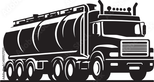 Rusty Tanker truck front silhouette vector illustration isolated on a white background