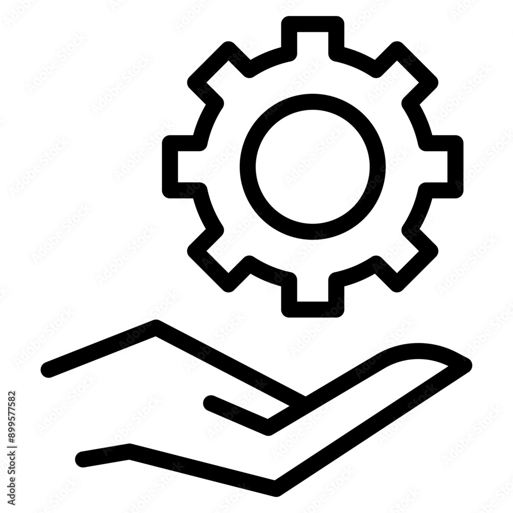 hand holding gear like optimize system icon. hand holding gear like optimize system icon.