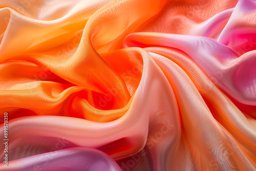 Luxurious Silk Fabric Close-Up with Elegant Drape and Vibrant Color 