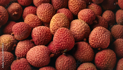 photo of close up a Fresh a pile lychee., fresh, organic.