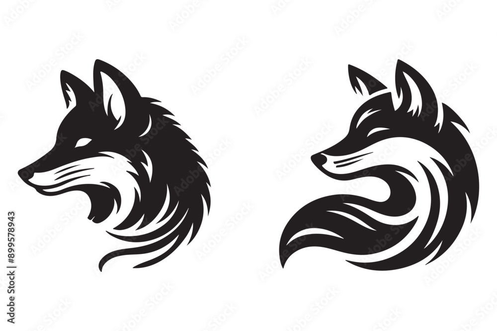 fox silhouette style vector illustration art isolated on transparent background - Generative AI fox silhouette style vector illustration art isolated on transparent background - Generative AI