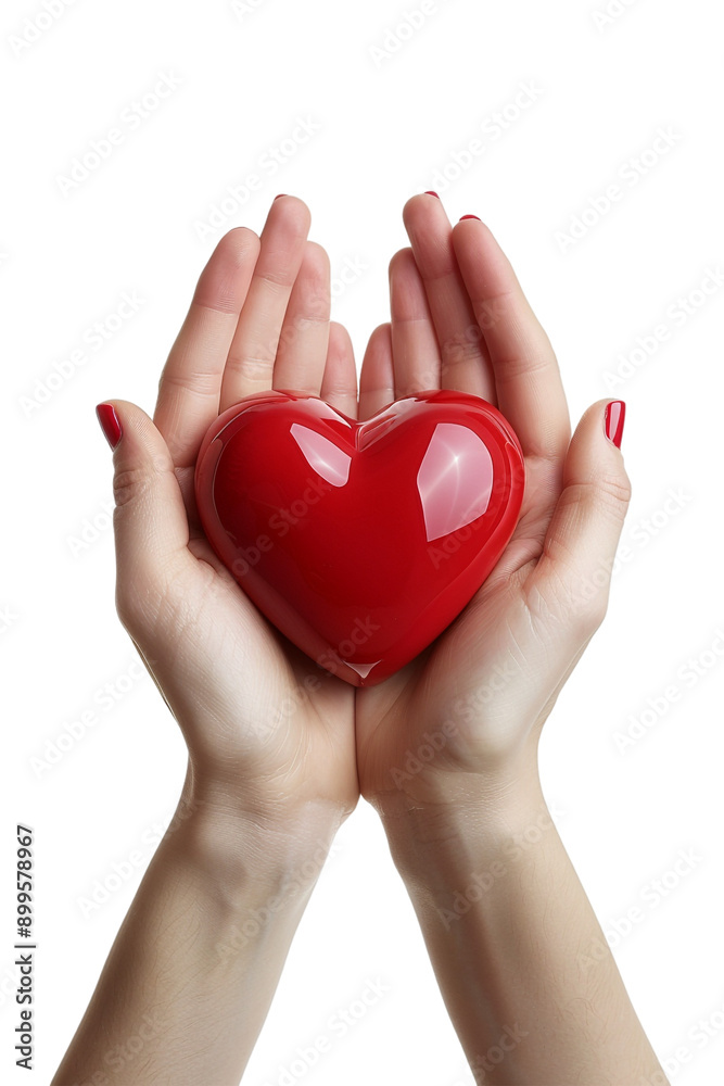 3D two hands holding glossy heart icon alone on transparent background 3D two hands holding glossy heart icon alone on transparent background