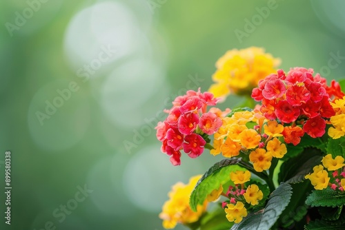 Wallpaper Mural Vivid macro image of red and yellow lantana camara blooms with ample copy space for your creative needs Torontodigital.ca