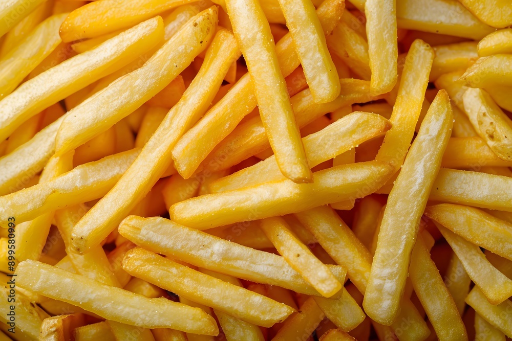 Close-up of french fries, focusing on the texture and color Close-up of french fries, focusing on the texture and color