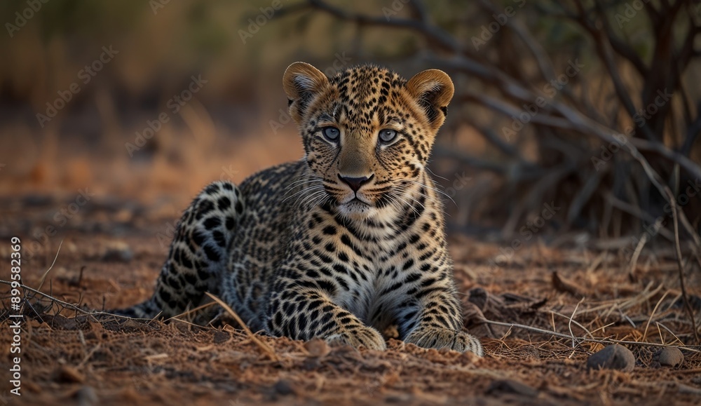 Young Leopard Resting in Natural Habitat Young Leopard Resting in Natural Habitat