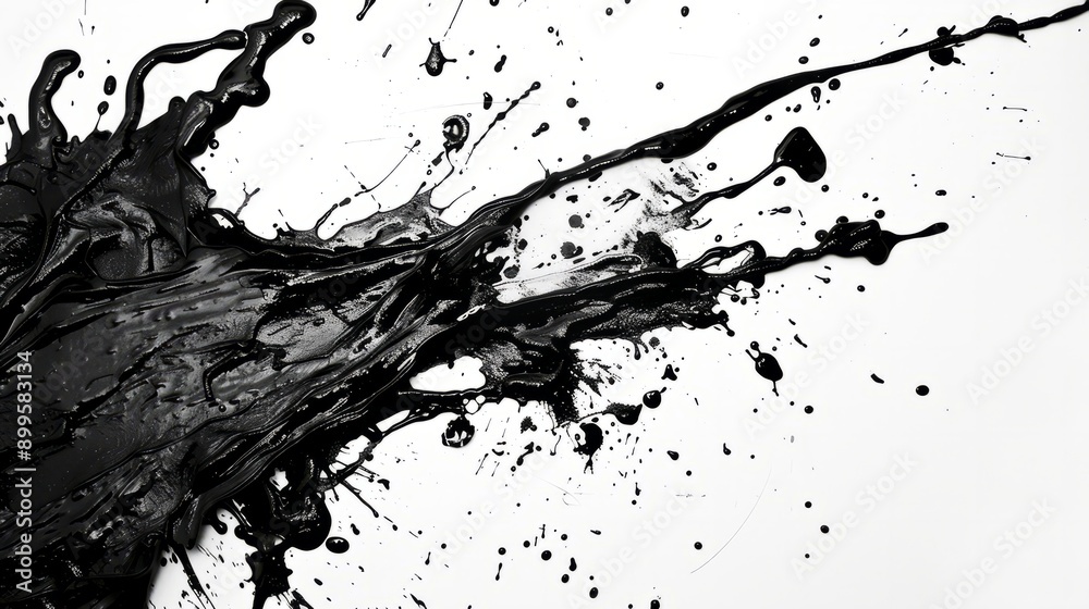 Splatter Black Splashes on White Canvas 
