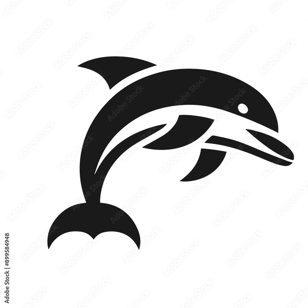 Clean Black and white vector silhouette of a Dolphin on white background Clean Black and white vector silhouette of a Dolphin on white background
