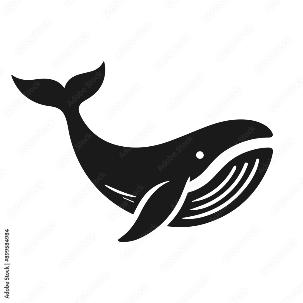 Clean Black and white vector silhouette of a Whale on white background Clean Black and white vector silhouette of a Whale on white background