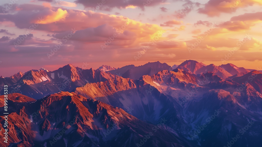 Golden Dawn Over Misty Mountain Valleys